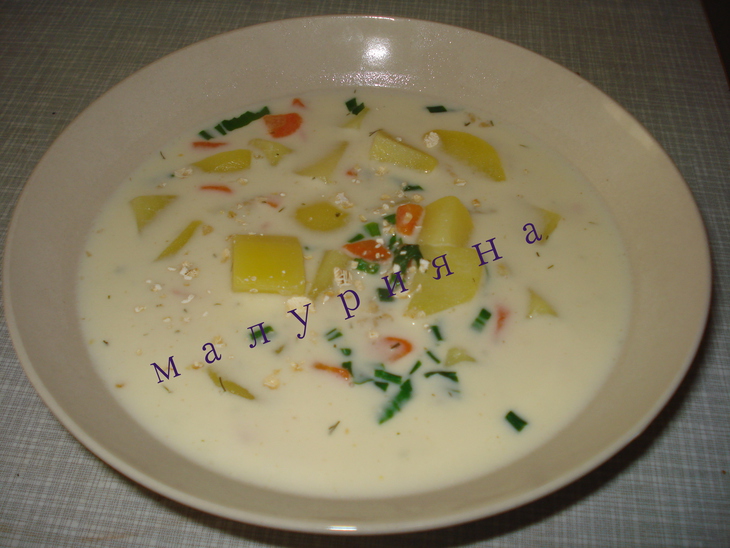 Сырный суп с геркулесом и черемшой: шаг 2