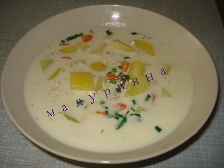 Сырный суп с геркулесом и черемшой: шаг 2