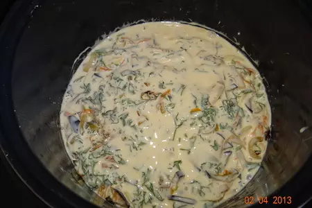 Заливной рыбный пирог с картофелем и овощами: шаг 5