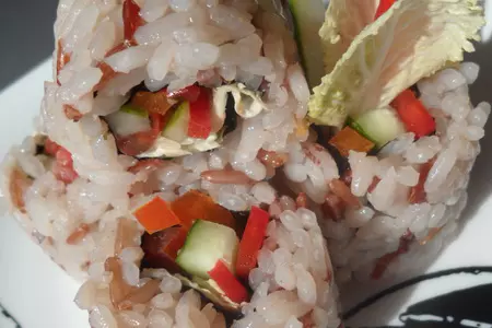 Роллы " на пути к красоте и здоровью" с овощами: шаг 6