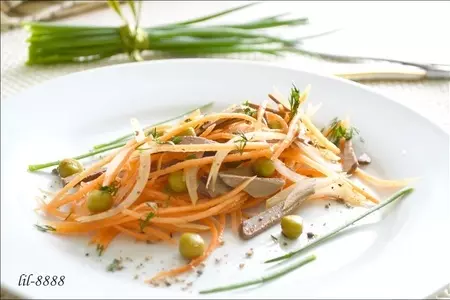 Салат из куриной печени с овощами.: шаг 3