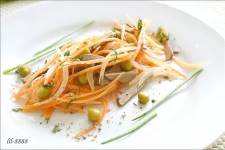 Салат из куриной печени с овощами.: шаг 4