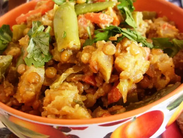 Карри из овощей с чечевицей и куриными отбивными.: шаг 13