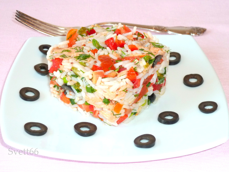 Салат с запеченной рыбой, рисом и овощами: шаг 6