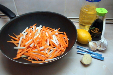 Жареная курочка в цитрусовом маринаде с овощными палочками на гарнир.: шаг 4