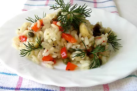 Грибное ризотто с каперсами и сладким красным перцем: шаг 8