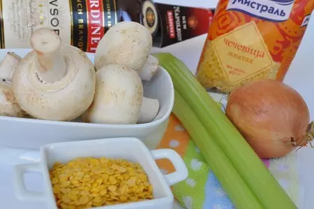 Паштет из желтой чечевицы с куриной печенью и грибами.: шаг 2