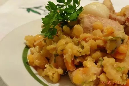 Горох с мясным ассорти в мультиварке: шаг 5