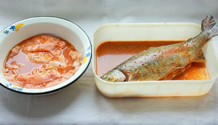 Рыба и курица в морковном тесте.: шаг 8