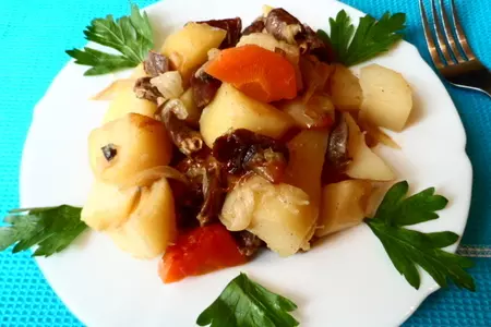 Куриные сердечки с картофелем(рецепт для мультиварки): шаг 8
