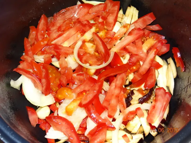 Спагетти говяжьи с овощной приправой (вкусный ужин — быстро в мульте !!!): шаг 4