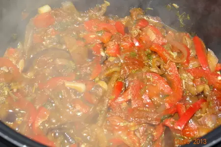 Спагетти говяжьи с овощной приправой (вкусный ужин — быстро в мульте !!!): шаг 6