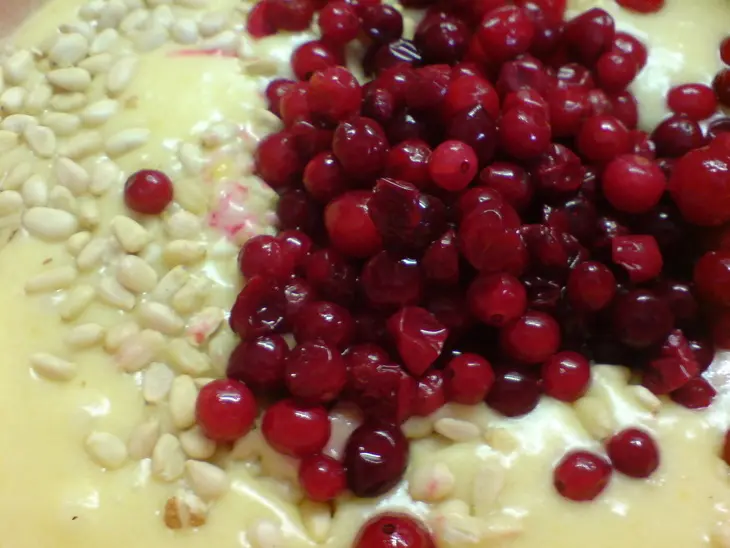 Пирог  с яблоками,клюквой,изюмом и кедровыми орешками: шаг 3