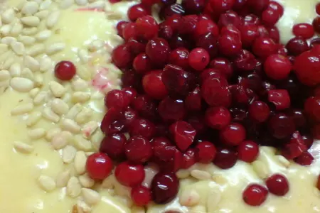 Пирог  с яблоками,клюквой,изюмом и кедровыми орешками: шаг 3