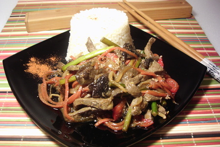 Печень  с овощами- стир-фрай  в азиатском стиле. фм об ужине.: шаг 5