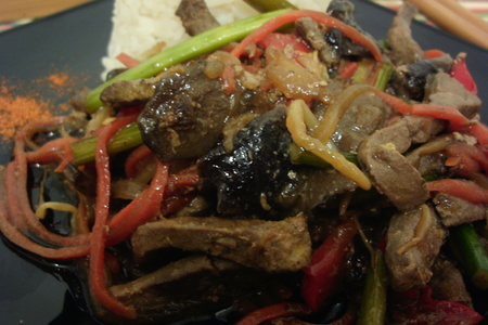 Печень  с овощами- стир-фрай  в азиатском стиле. фм об ужине.: шаг 7