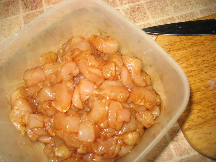 Киш с куриной грудкой, стручковой фасолью и сыром.: шаг 3
