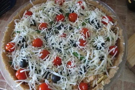 Киш с куриной грудкой, стручковой фасолью и сыром.: шаг 8