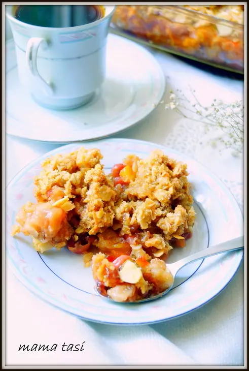 Крисп с крыжовником и персиками. фруктовый пирог.: шаг 6