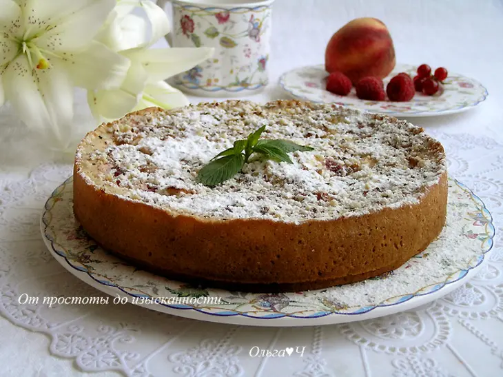 Нежнейший пирог с персиком и малиной: шаг 12