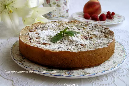 Нежнейший пирог с персиком и малиной: шаг 12
