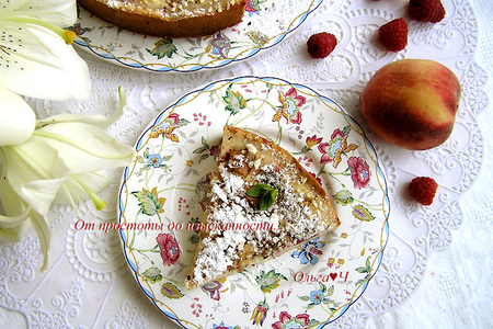 Нежнейший пирог с персиком и малиной: шаг 13