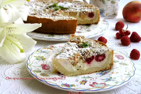 Нежнейший пирог с персиком и малиной: шаг 14
