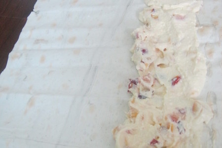 Заливной пирог из лаваша с творогом и нектаринами: шаг 5