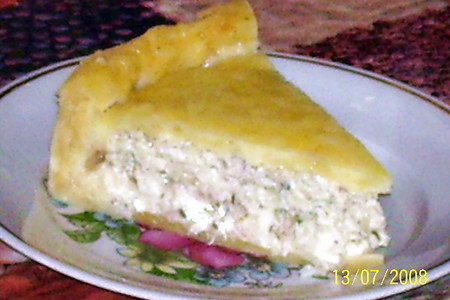 Пирог с курицей , творогом и сыром: шаг 7