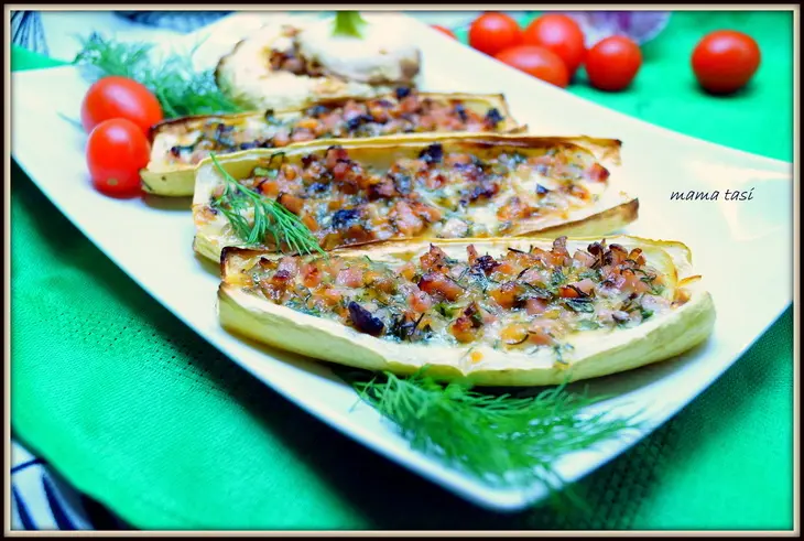 Фаршированные кабачки и грибы, горячая закуска.: шаг 8
