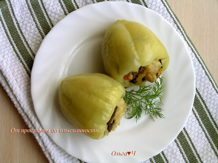 Перец, фаршированный рисом и грибами (на пару): шаг 6
