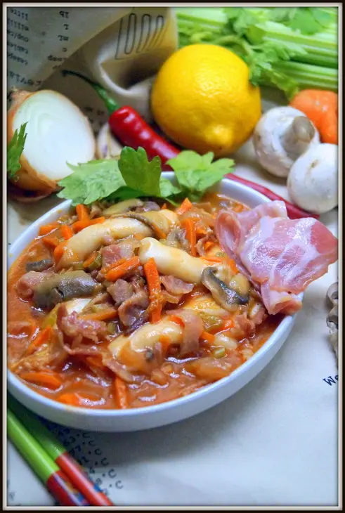 Ттокпокки. рисовые брусочки с мясом, овощами и грибами.: шаг 6