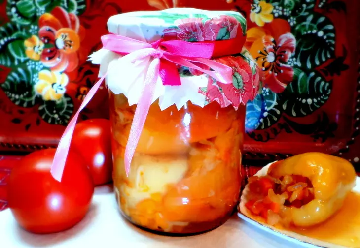 Перец болгарский фаршированный.(заготовка на зиму!) приготовлен в мультиварке!: шаг 5