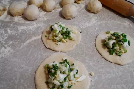 Пирожки с рисом,луком и яйцами(ещё одно удачное тесто,которое подходит в холодильнике): шаг 5