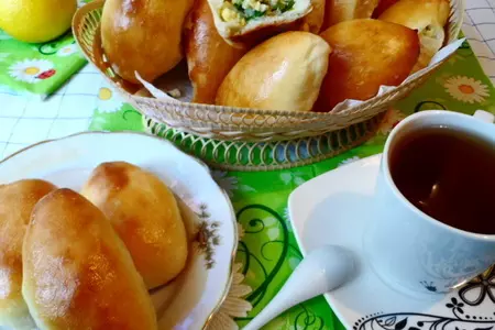 Пирожки с рисом,луком и яйцами(ещё одно удачное тесто,которое подходит в холодильнике): шаг 8