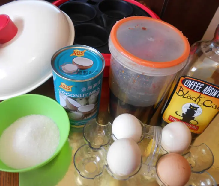 Флан-фламбе кокосово-абсентный: шаг 1