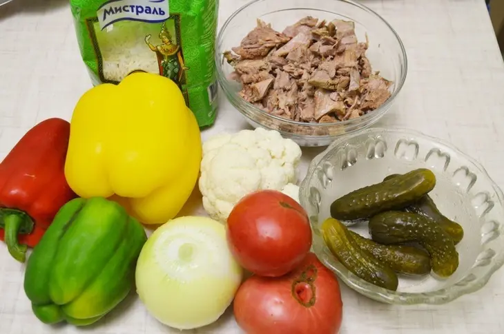 Говядина с рисом и овощами.: шаг 1