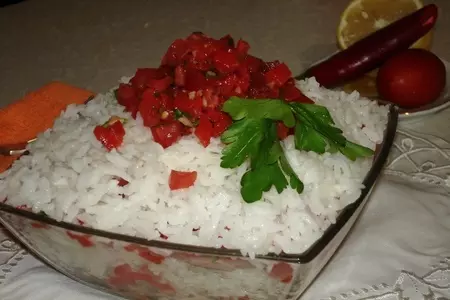 Рисовый салат с морепродуктами и печеным перцем " венецианский маскарад": шаг 9