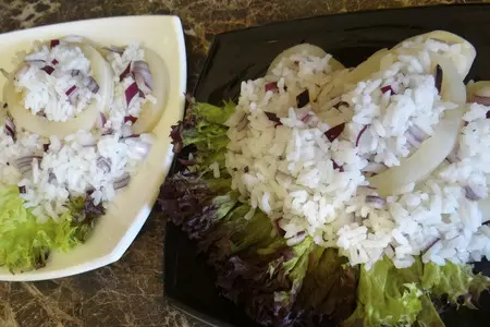 Тёплый салат из морепродуктов с рисом (дуэль): шаг 8