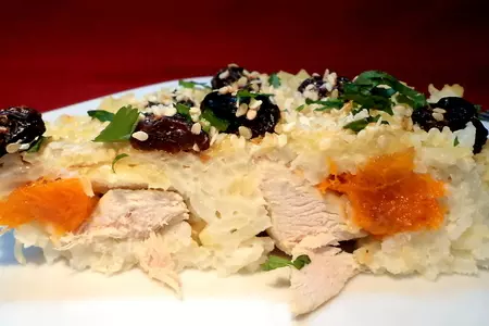 Филе цыпленка запеченное с рисом жасмин, курагой, изюмом и кунжутом!: шаг 7
