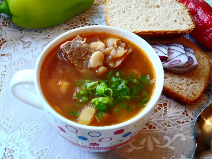 Суп с фасолью,телятиной и печёными овощами.: шаг 5