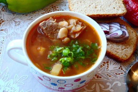 Суп с фасолью,телятиной и печёными овощами.: шаг 5