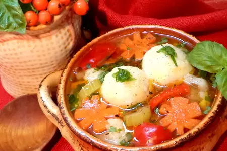 Легкий суп "осенний ноктюрн" овощной с рисово- сырными  шариками с мясной начинкой.: шаг 6