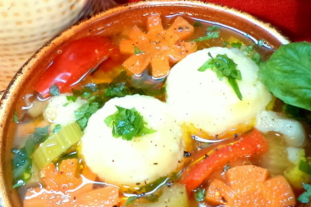 Легкий суп "осенний ноктюрн" овощной с рисово- сырными  шариками с мясной начинкой. : шаг 7