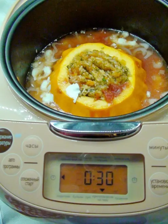 Патиссон, фаршированный рисом и овощами. тест-драйв.: шаг 8