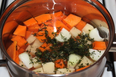 Суп-пюре из тыквы, паровые ежики, компот из сухофруктов (идеальный обед для малыша за 60 минут): шаг 3