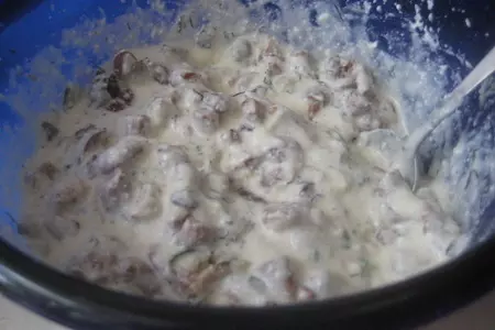 Манный пудинг с грибами: шаг 3