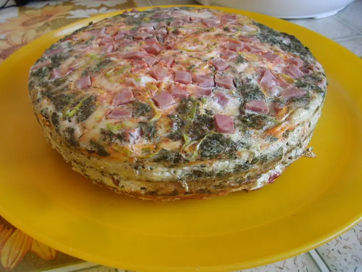 Слоеный омлет с ветчиной, горошком и луком-пореем.. тест-драйв.: шаг 5