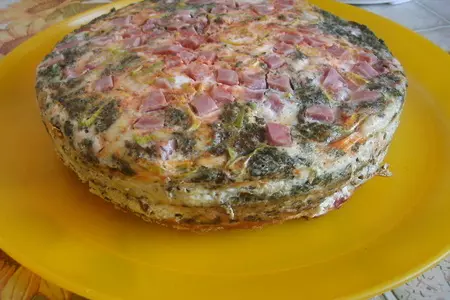 Слоеный омлет с ветчиной, горошком и луком-пореем.. тест-драйв.: шаг 5
