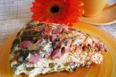 Слоеный омлет с ветчиной, горошком и луком-пореем.. тест-драйв.: шаг 6